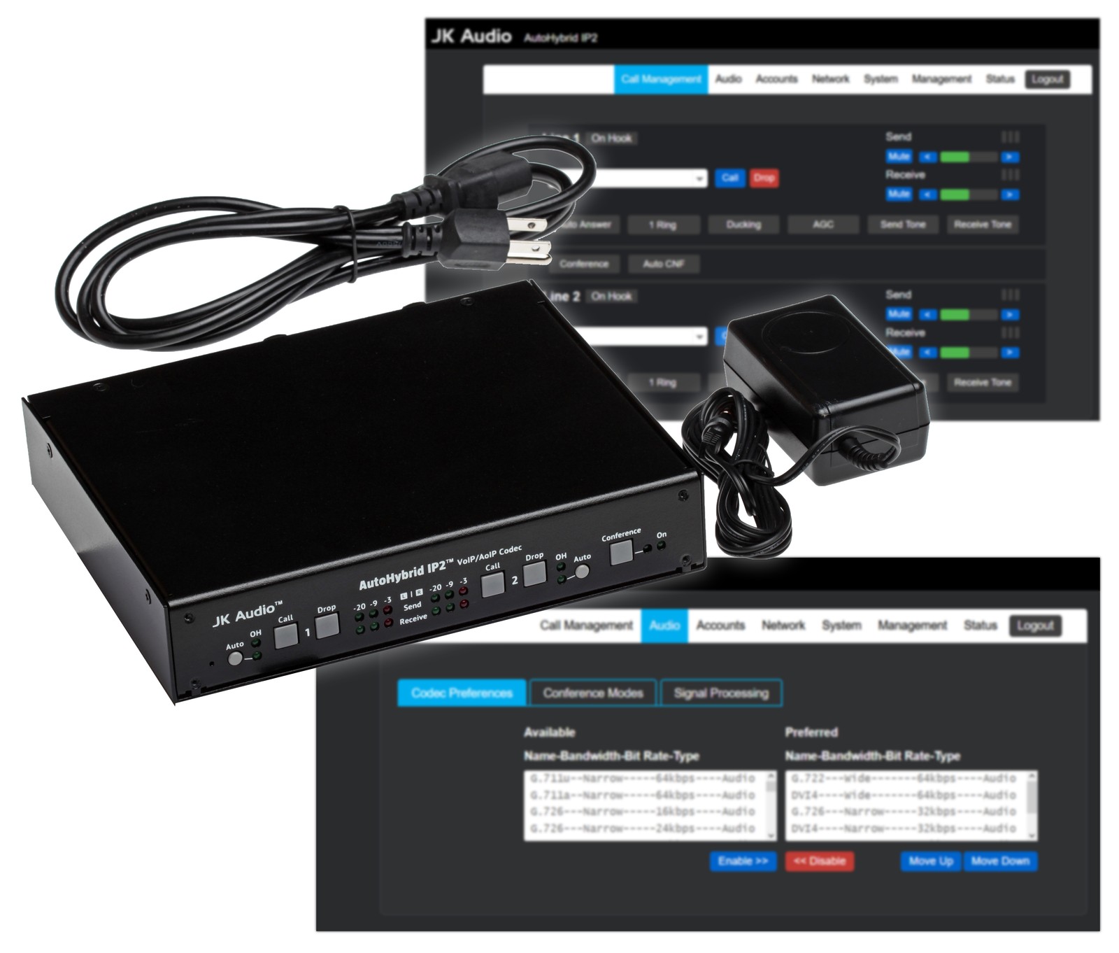 JK Audio AutoHybrid IP2 Broadcast VoIP AoIP Hybrid G.722 Wideband SIP Client