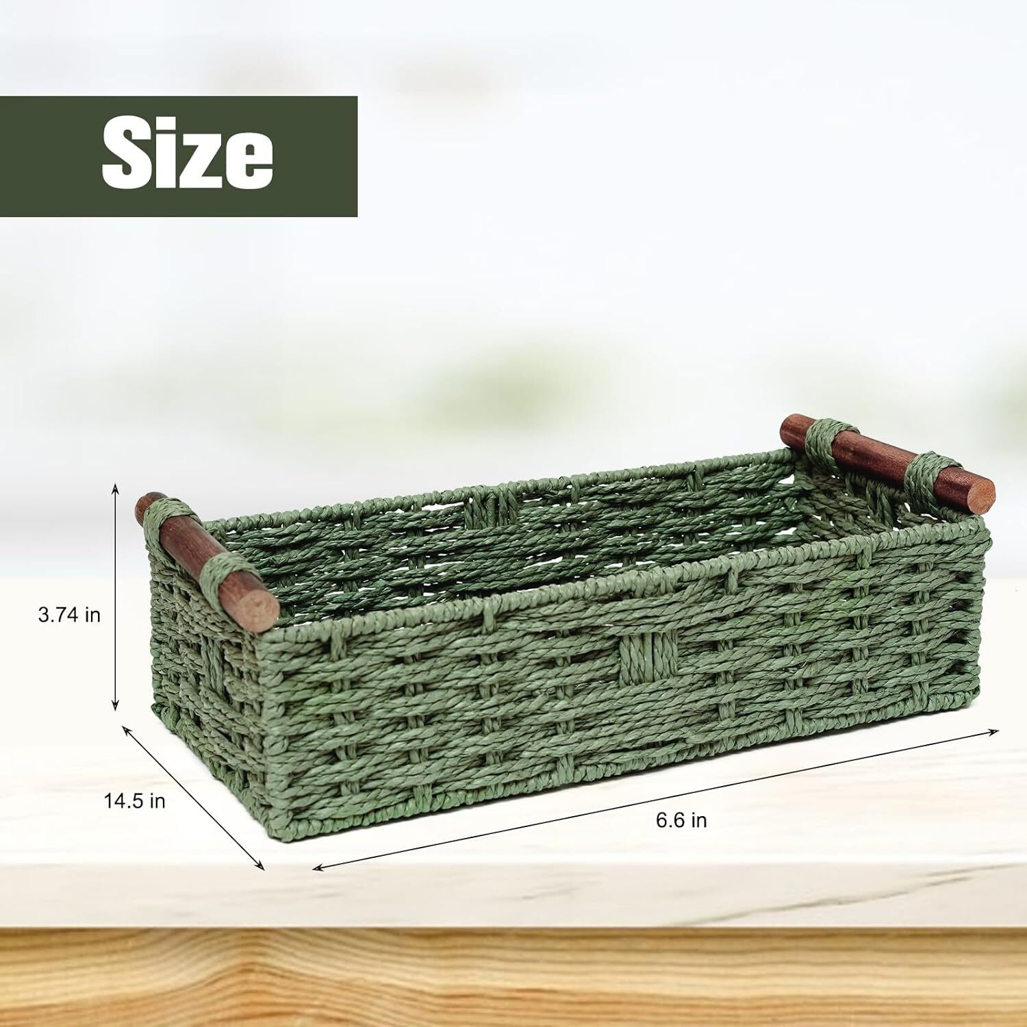 Round Paper Rope Storage Basket Wicker Storage Basket with Handle
