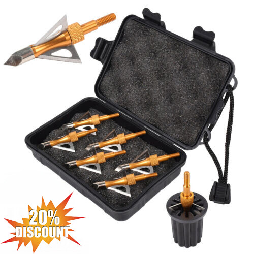 6X Archery Broadheads  Fixed Blades Stainless Steel Broadhead 1X Wrench + 1X Box