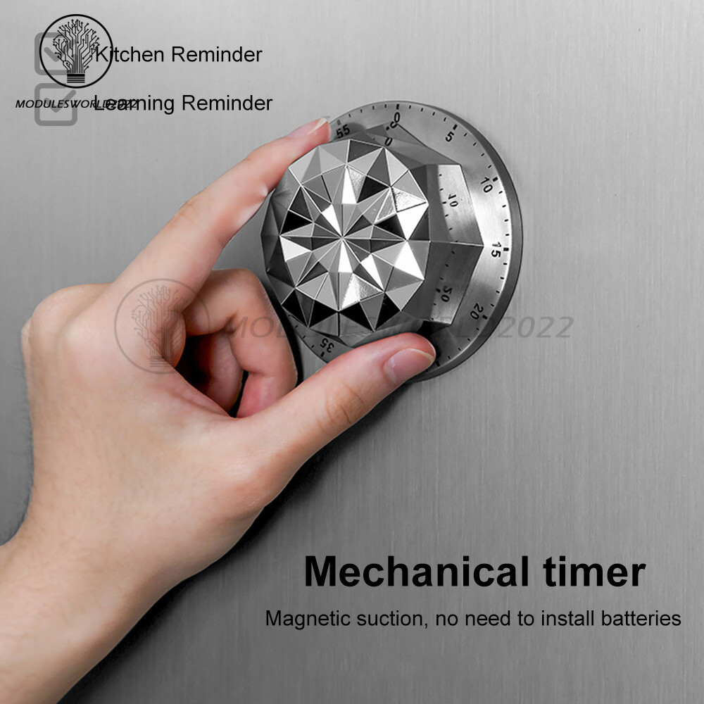 Stainless Steel Magnetic Kitchen Mechanical Alarm Timer Cooking Countdown Clock
