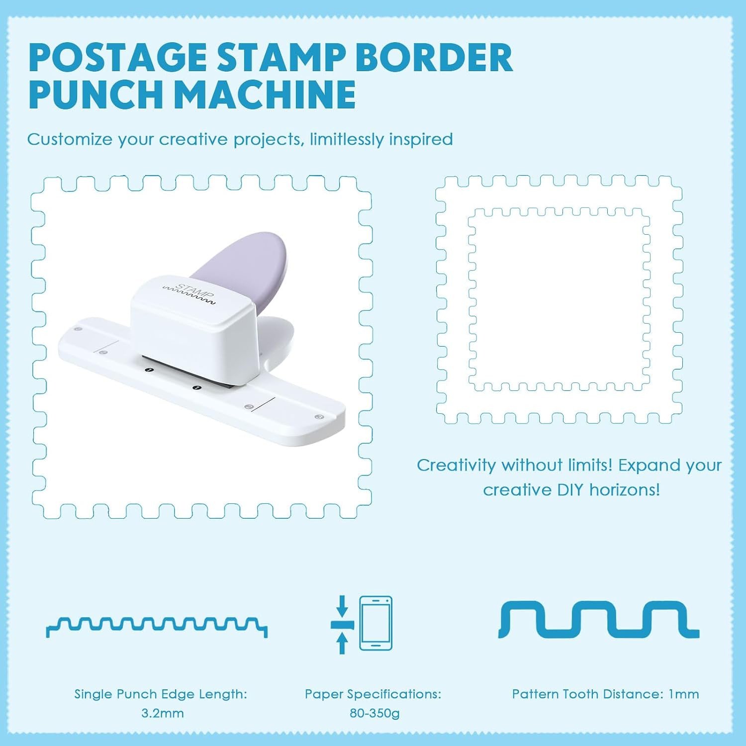 1 Pcs Postage Stamp Punch with Adjustable Perforated Edge, Versatile Stamp Shape