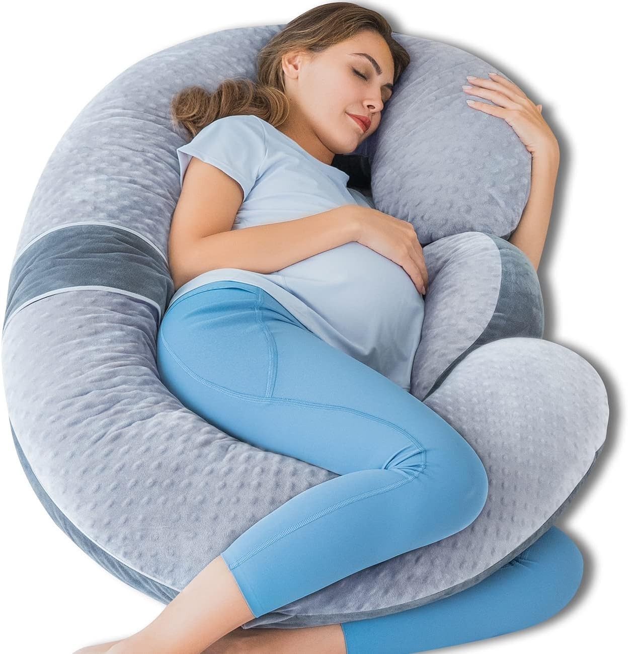 Pregnancy Pillows, E Shaped Full Body Pillow for Sleeping, with Pregnancy Wed...