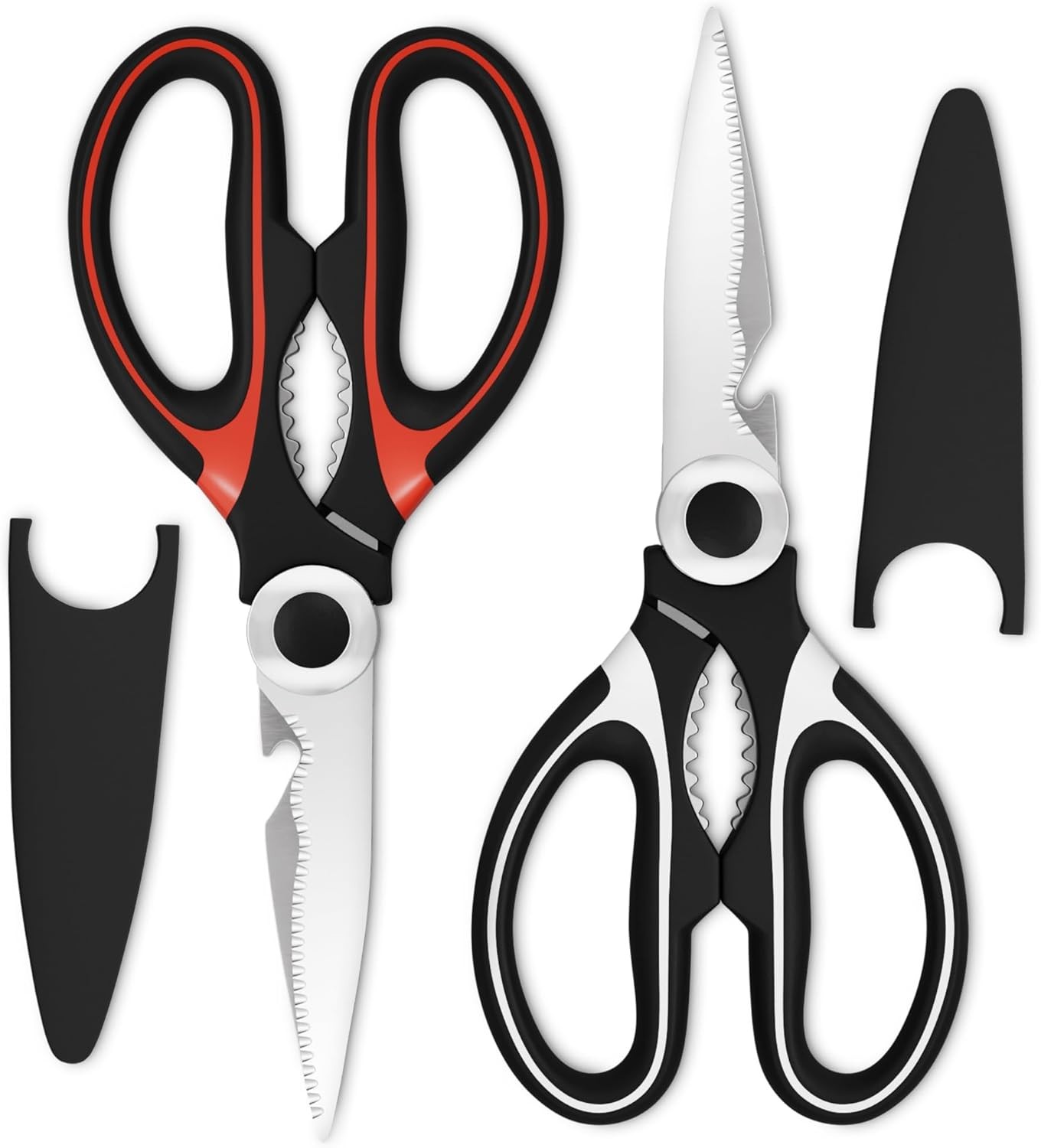 2Pcs 5-in-1 Stainless Steel Kitchen Scissors Heavy Duty Food Shears