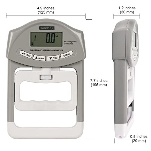 Grip Strength Tester, Hand Grip Dynamometer, Electronic Handgrip Grey 198Lbs