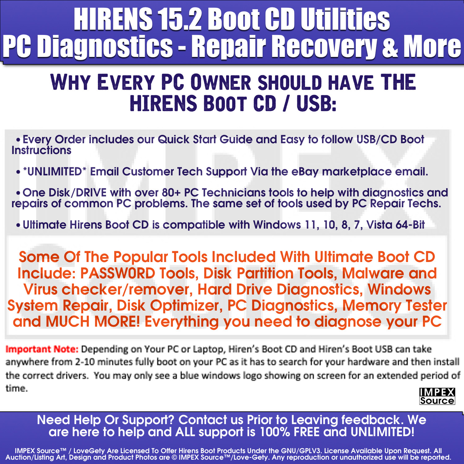 Hiren's Boot CD 2 DVD Set PC Tech Utility Toolkit For PC Diagnostics Repair MORE