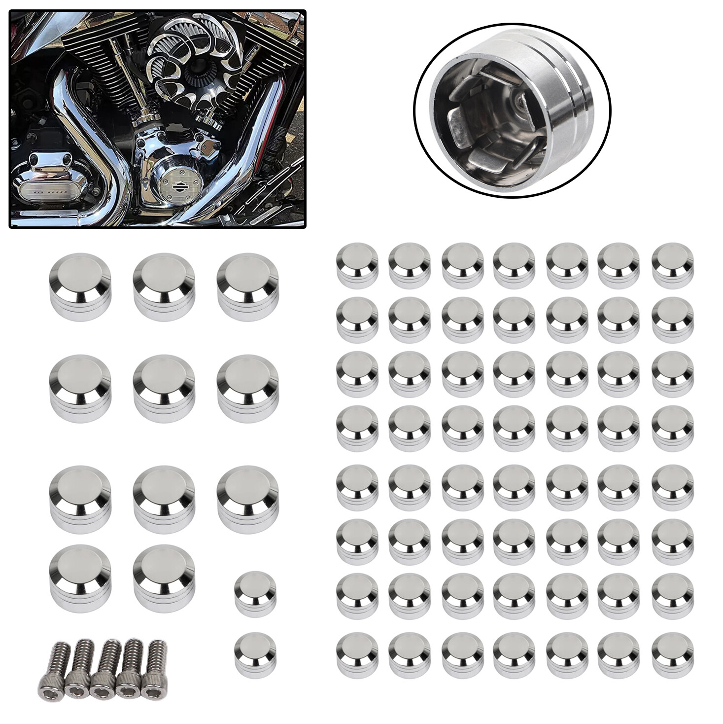 CNC Engine Caps Topper Bolt Screw Cover For Harley Fat Boy Softail FLSTN FXSTC