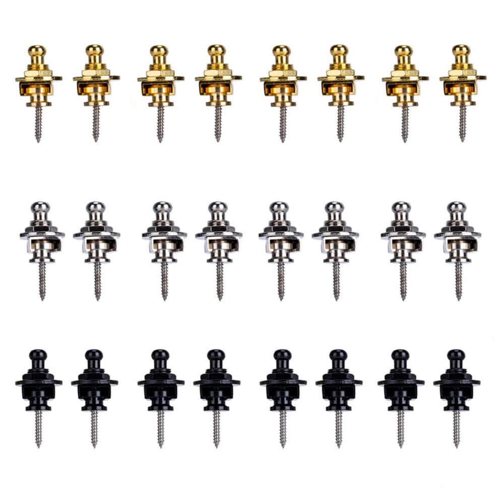 4-12 PCS Chrome Round Head Strap Locks Buttons for Guitar Bass Style Parts ELH