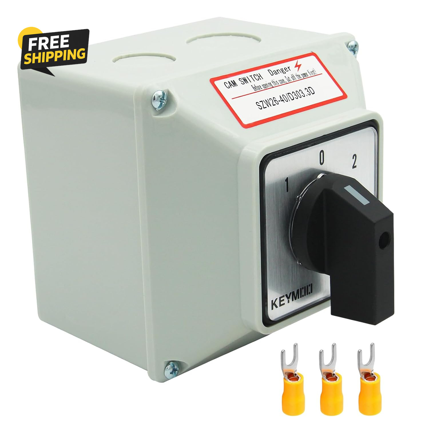 40A Rotary Changeover Switch with Exterior Box, 3 Position 3 Phase 12 Terminals,