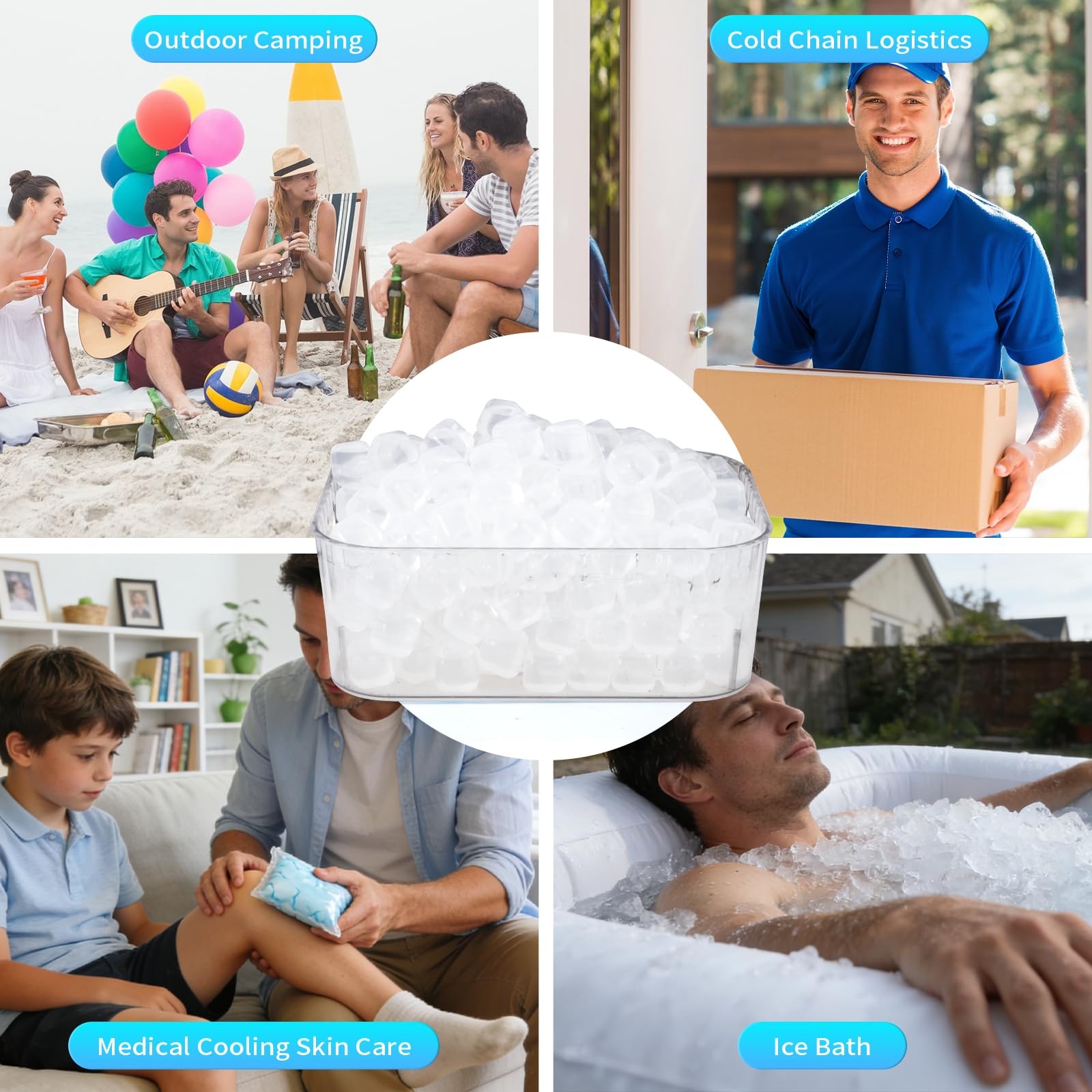380 Pack Reusable Ice Cube for Drinks - Refreezable Plastic Ice Cubes Without...