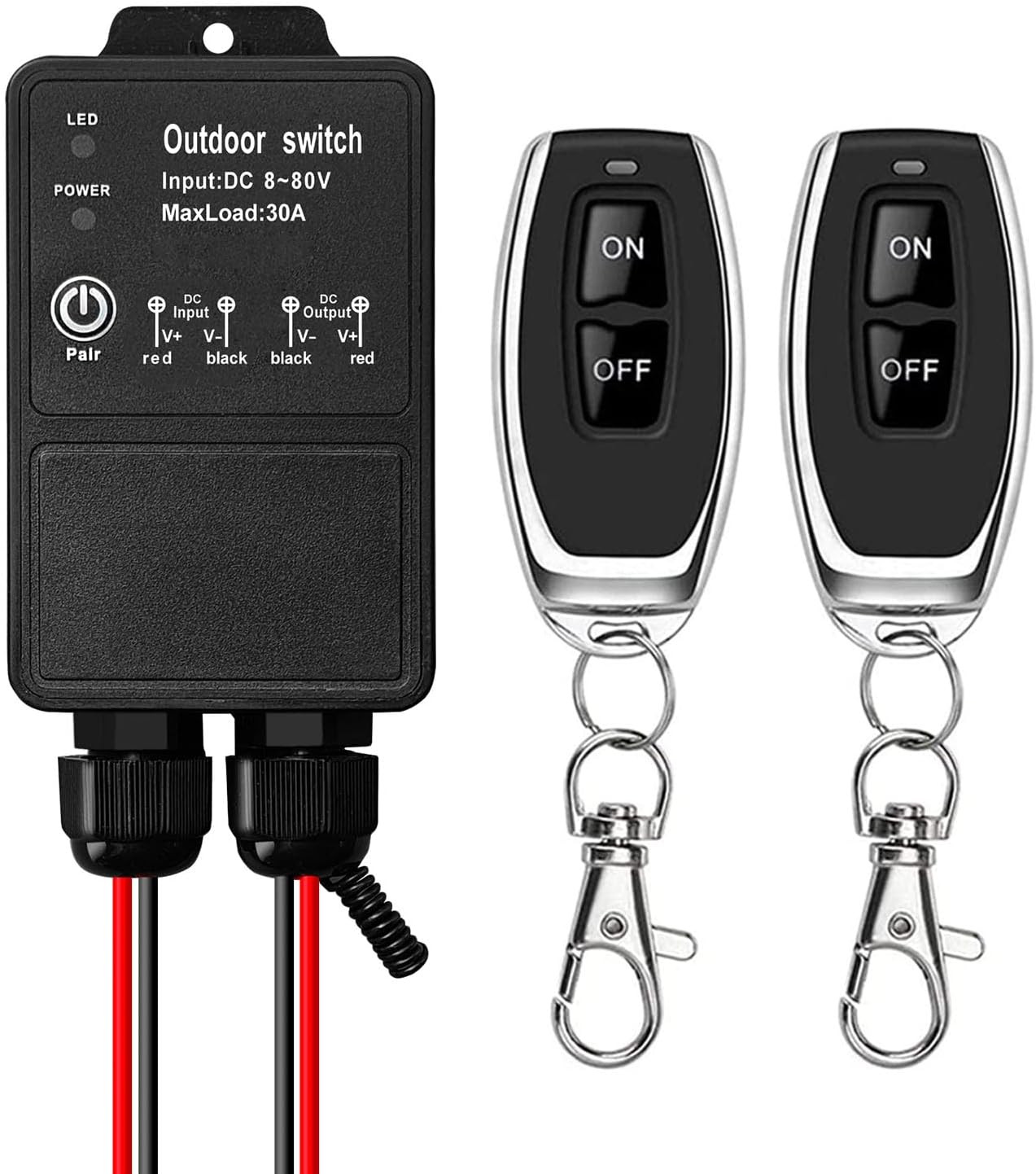 Waterproof 12V Wireless Remote Control Switch DC 8V-80V Heavy-Duty 30A