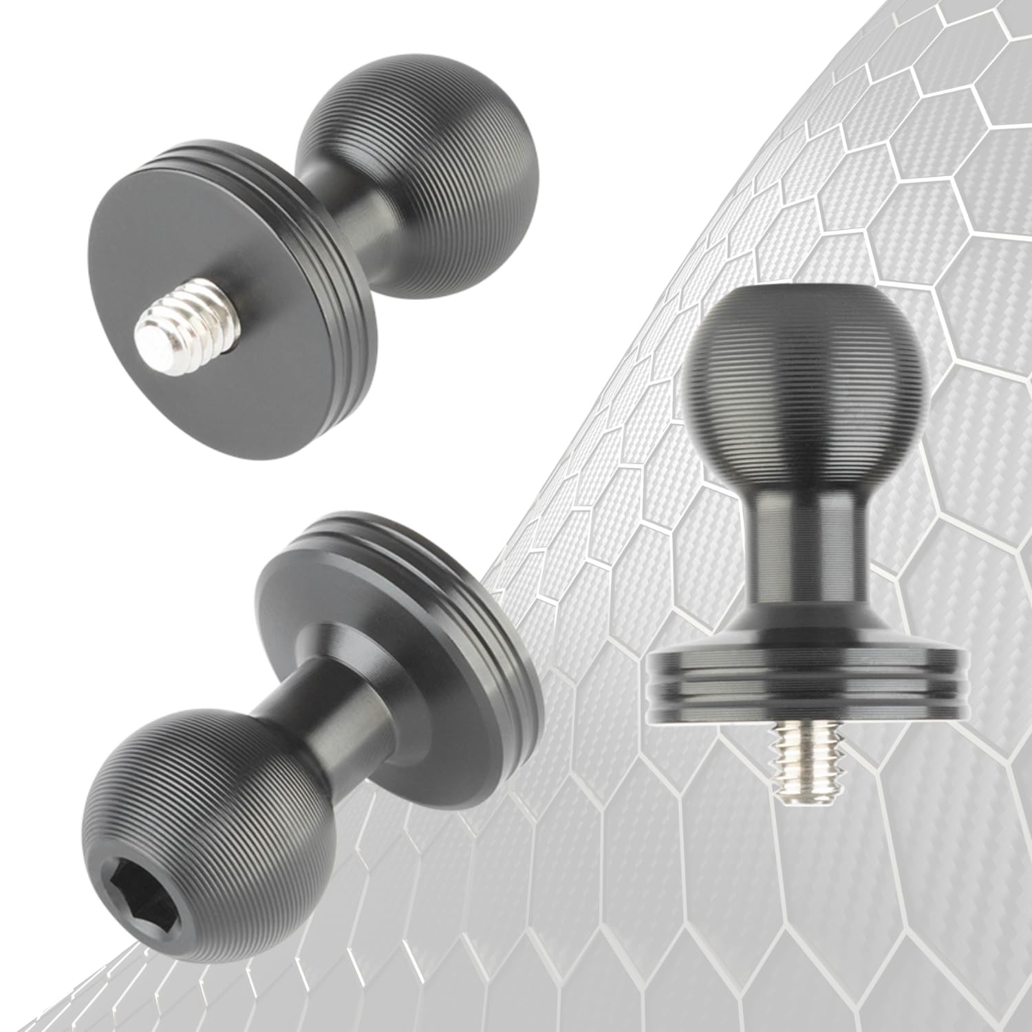 Aluminum 1/4"-20 Threaded Camera Adapter with Integrated 20mm Ball