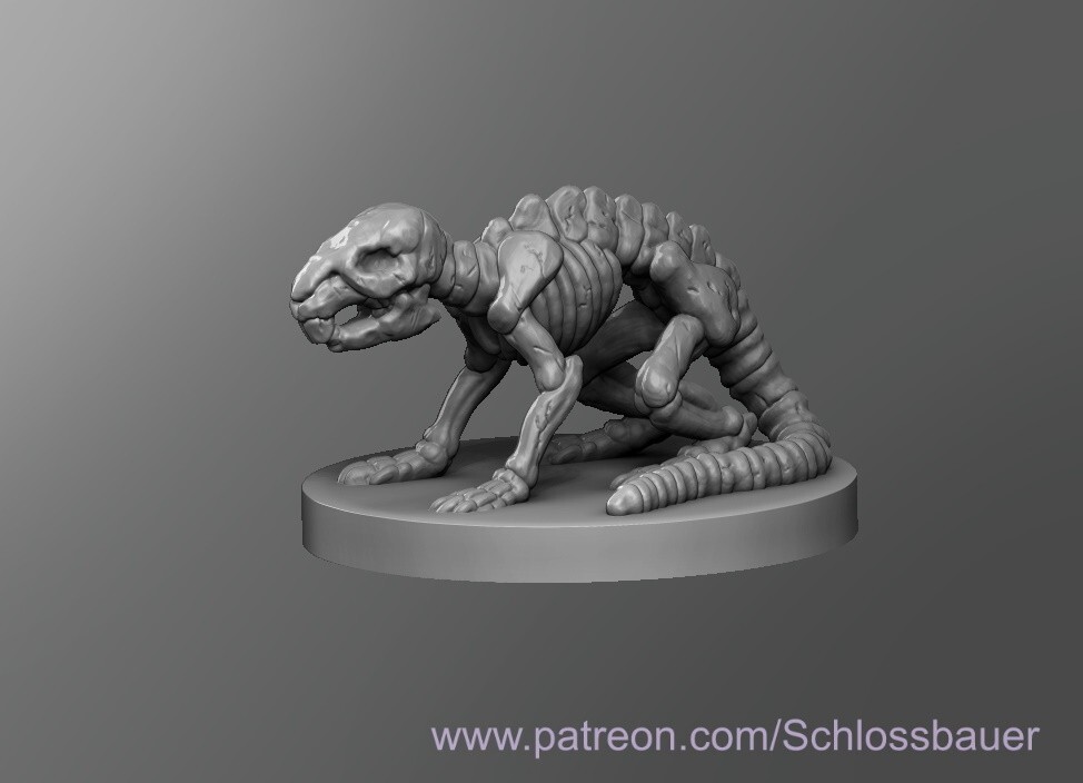 2pcs Rat Skeleton Creature Monster Manual 28mm Scale DND D&D Tabletop Miniature