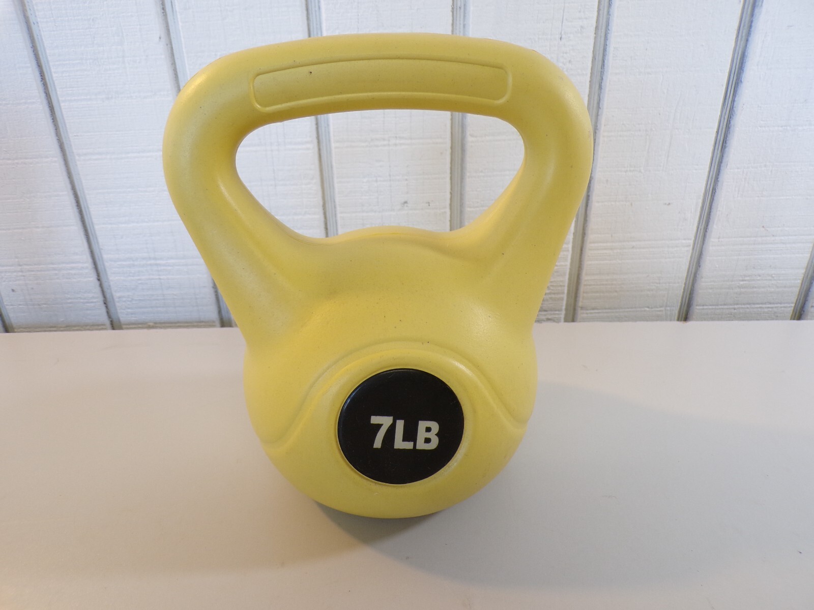 7Lbs Kettlebell Vinyl Coated Yellow Kettle Bell  Exercise Strength Training