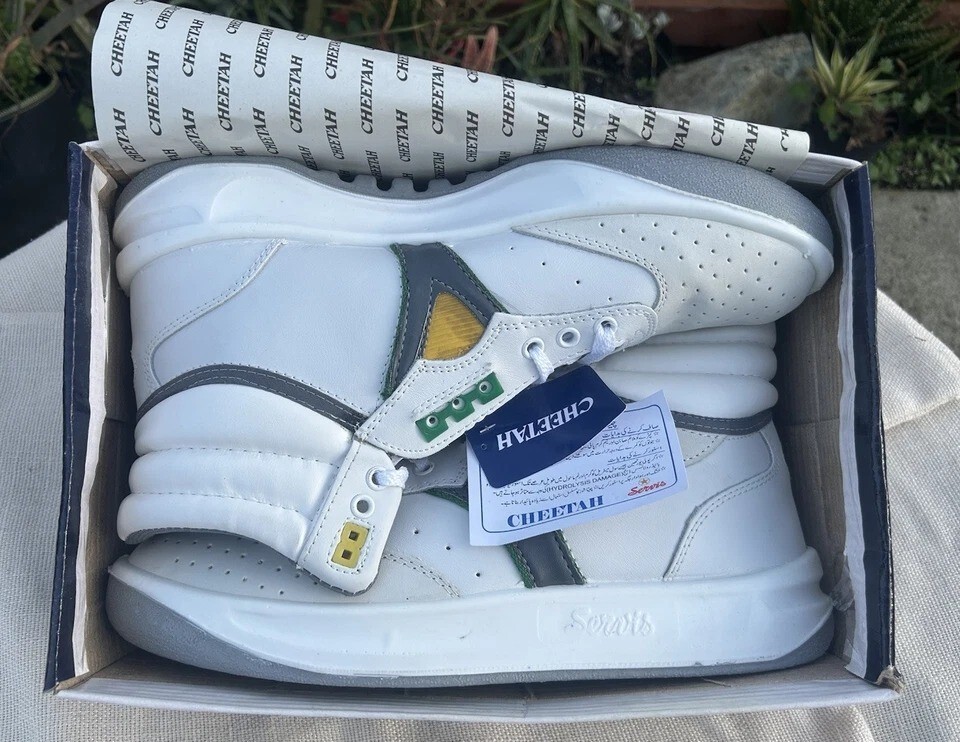 Servis Cheetah High Top Trainers White Yellow Green Shoes Afghani Tali Style OG