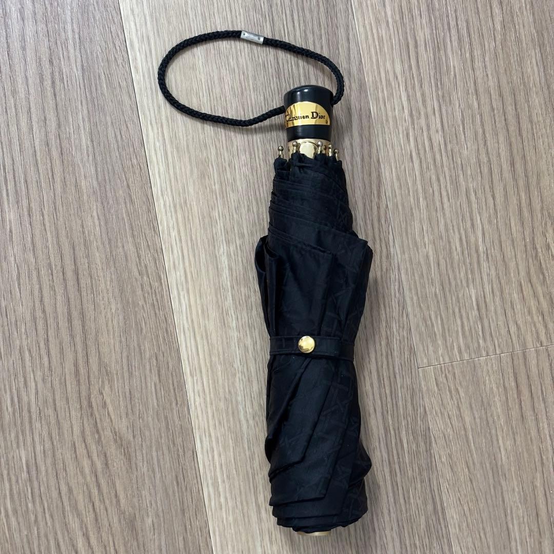 Christian Dior Folding Umbrella Black Authentic Luxury Umbrella Compact
