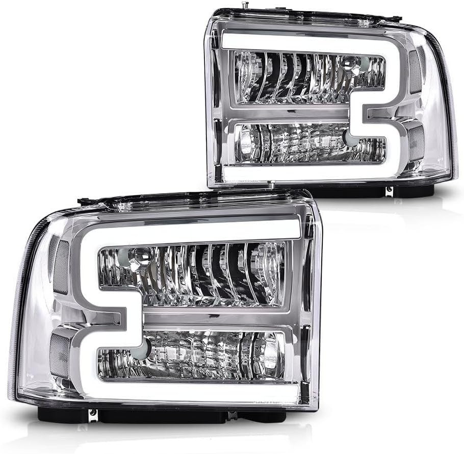 LED DRL Headlights for 2005-2007 Ford F250 F350 F450 F550 Super Duty Clear Lens