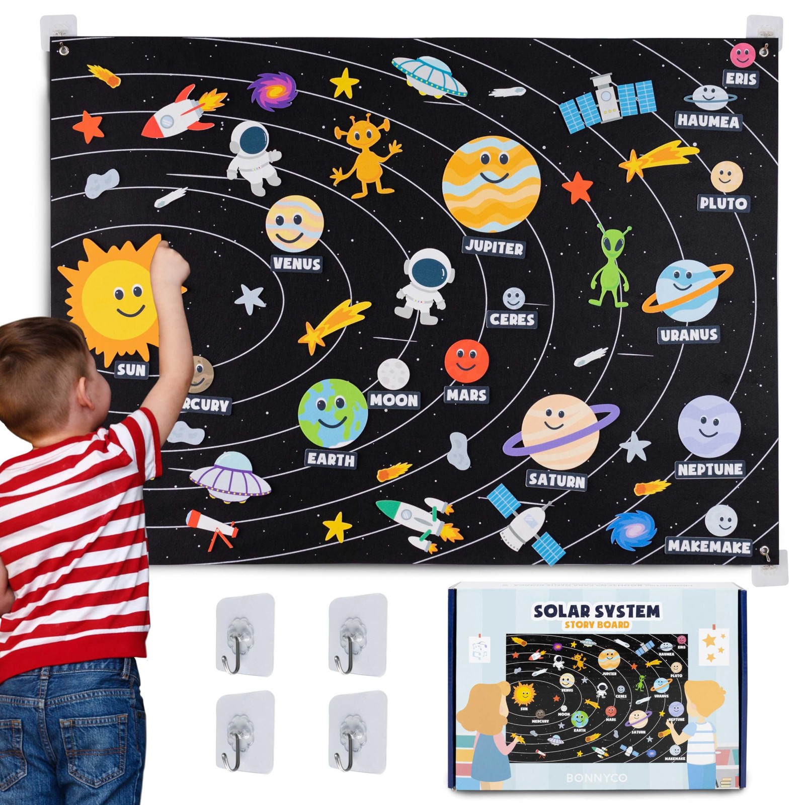Solar System for Kids Toys with 61 Felt Figures. Space Montessori Toys, Girls...