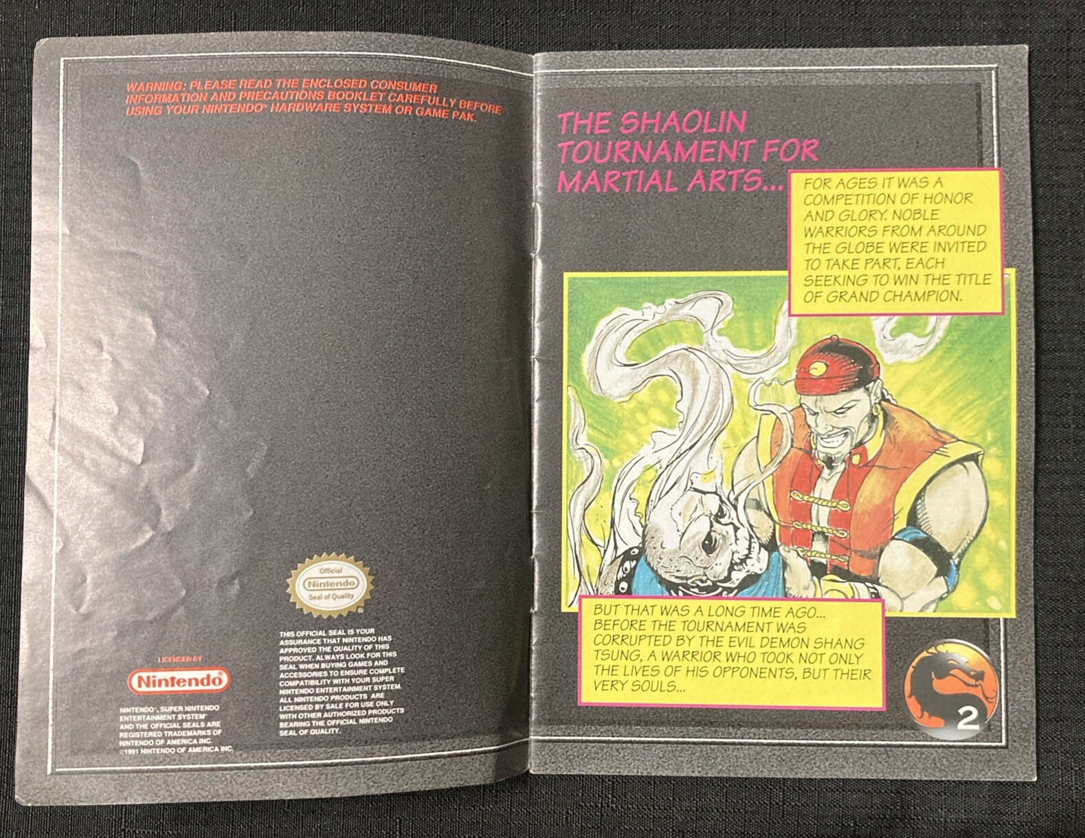Mortal Kombat SNES Manual Only