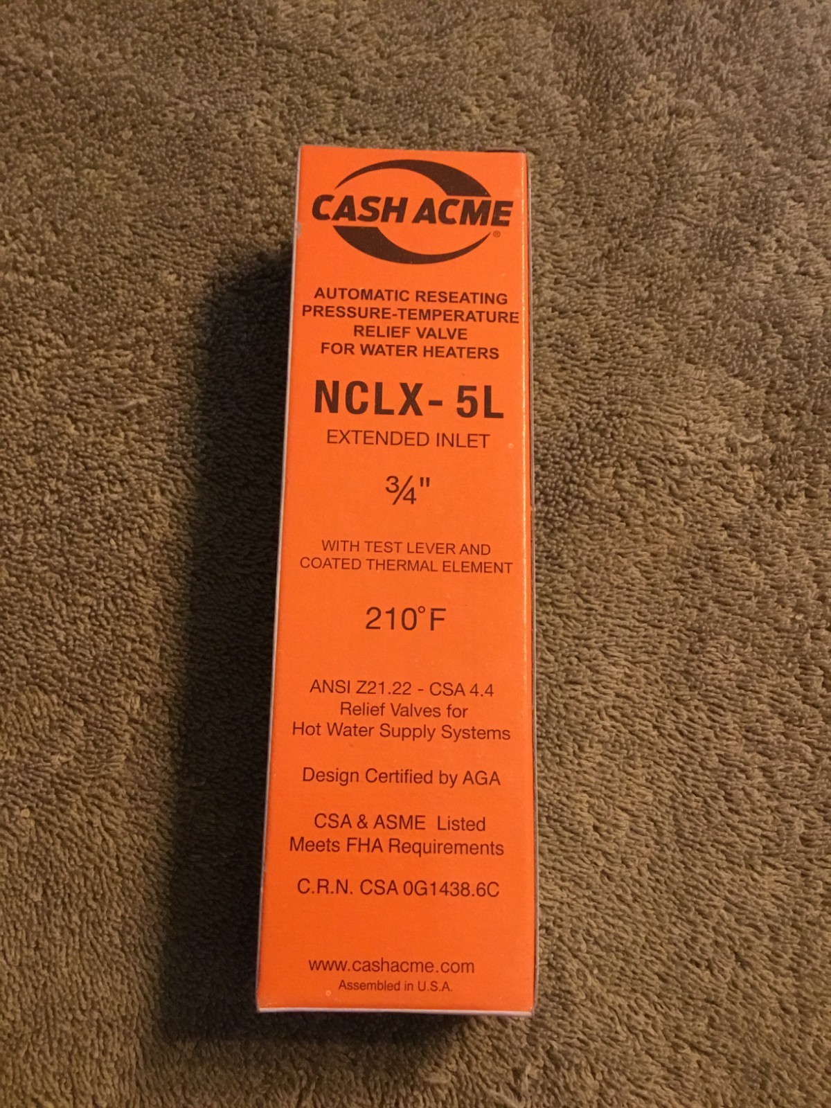 Cash Acme NCLX-5L 3/4" Auto Reseating Water Heater Pressure Relief Valve Lot (3)