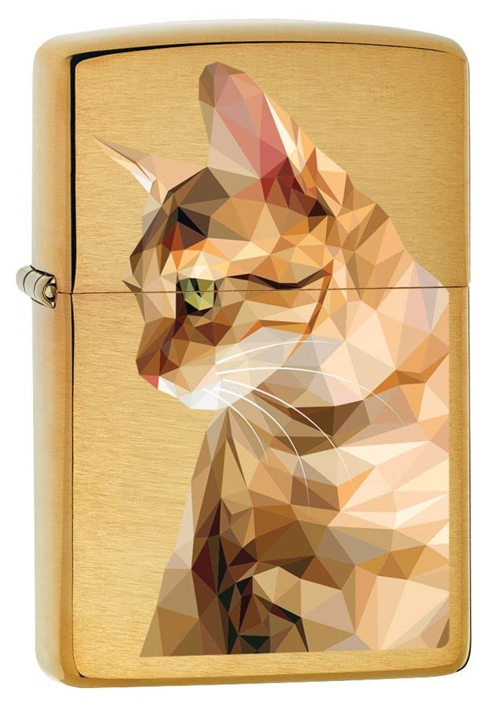 Zippo Lighter - Personalized Message Engrave Geometric Graphic Cat Design Z5272