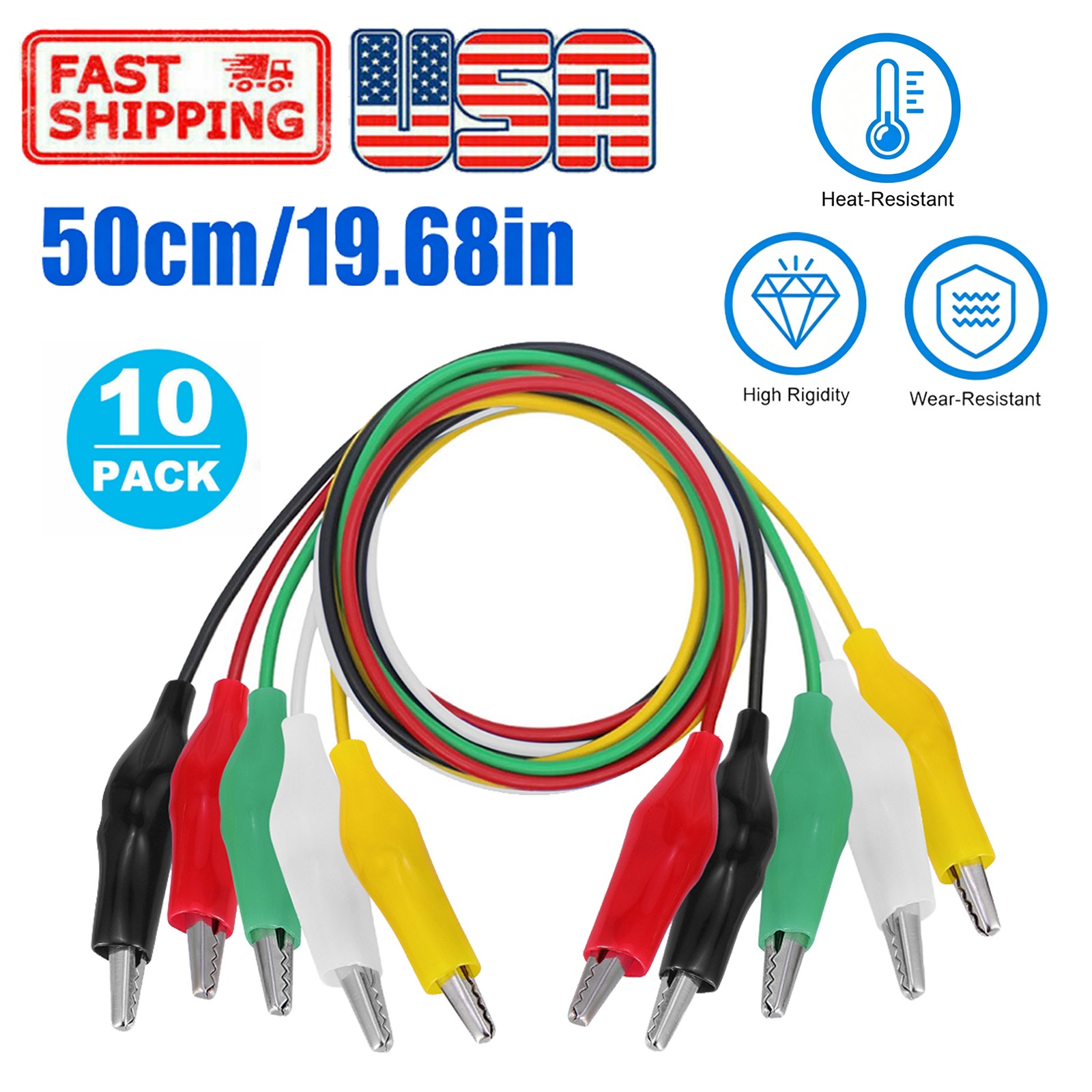 10 PCS Alligator Clips Electrical Jumper Wires Dual Ended Insulators Cables