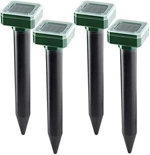 Mole Repellent 4 Pack Ultrasonic Solar Powered Animal Repellent for Outdoor Lawn