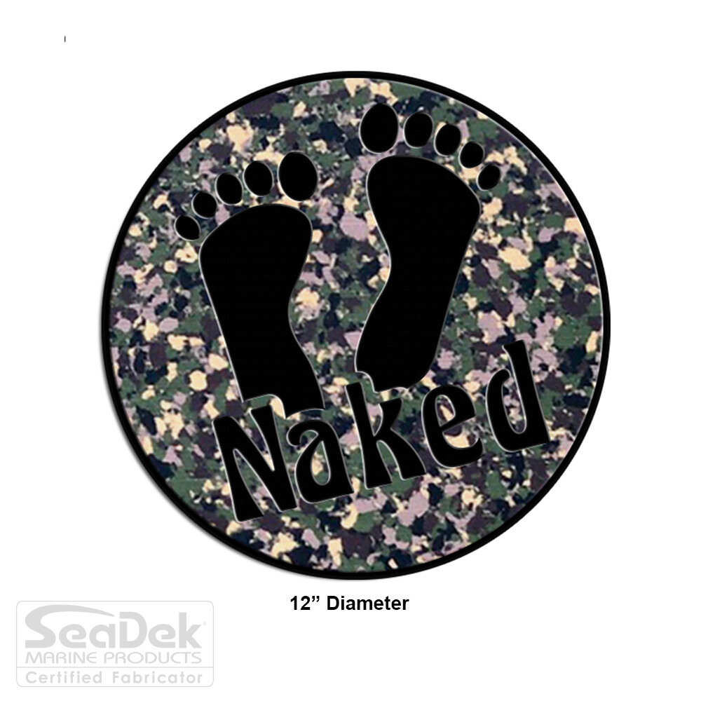 SeaDek Boat Step Pad - NonSkid Stick On - ArmyCamo-Black - 12" Naked Feet Circle