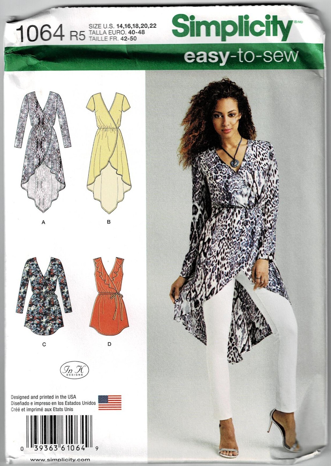 Simplicity 1064 Misses Tunics Tie Belt Size 6-14 UNCUT FF