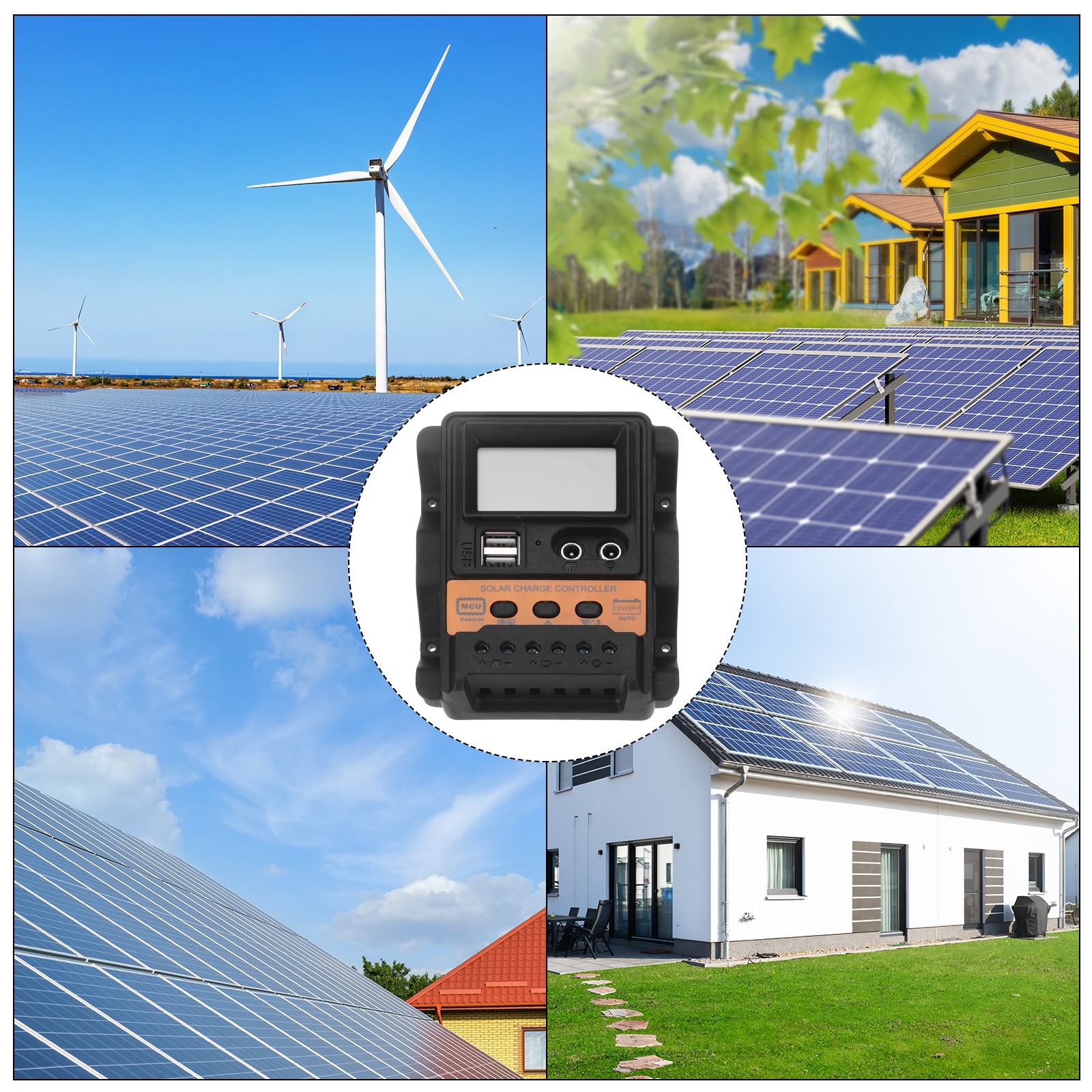 PWM 10A Controller for Solar Charging 12V/24V Car, Smart