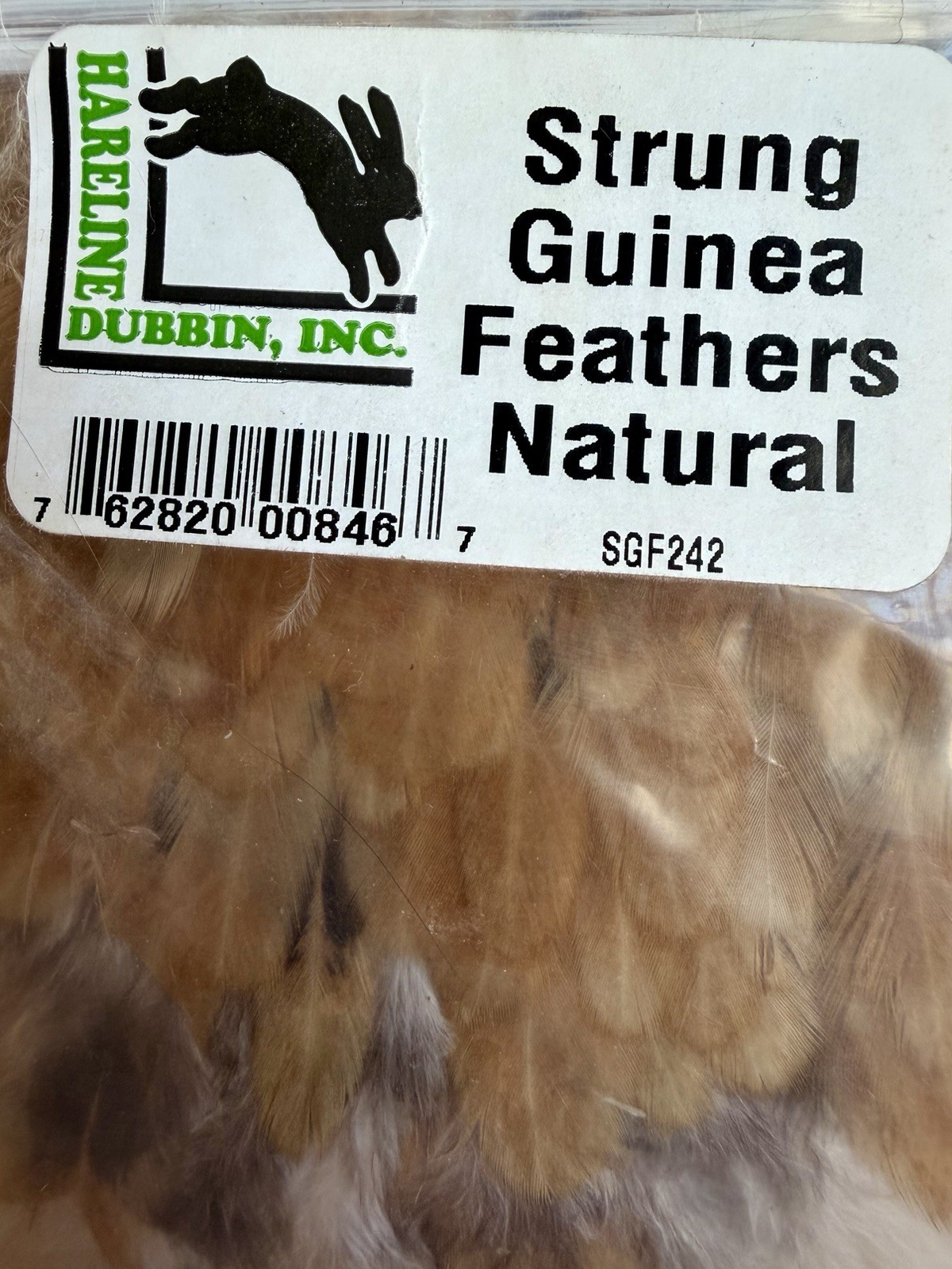 Hareline Strung Guinea Feathers Natural 592-E-L