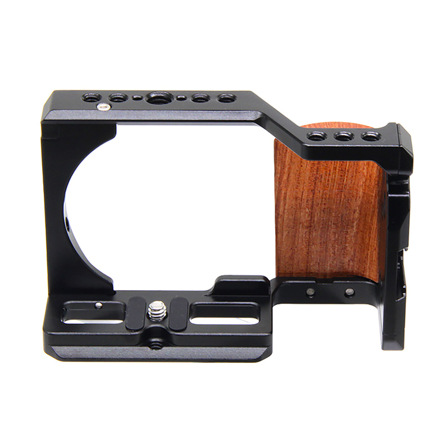 Camera Cage Video Wood Handle Grip Quick Release Stabilizer for Sony ZV-E10 Trip