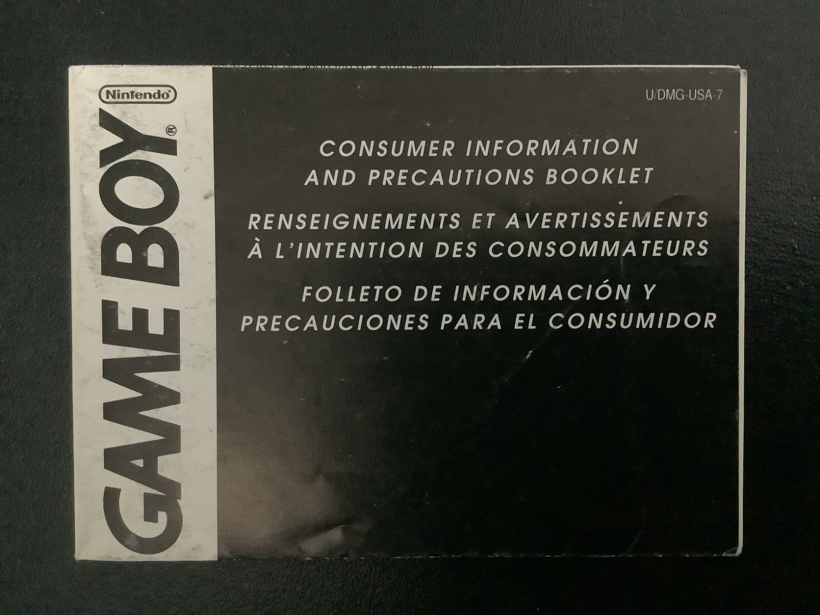 Gameboy Consumer Information Precautions Booklet U/DMG-USA-7 Manual Insert Only