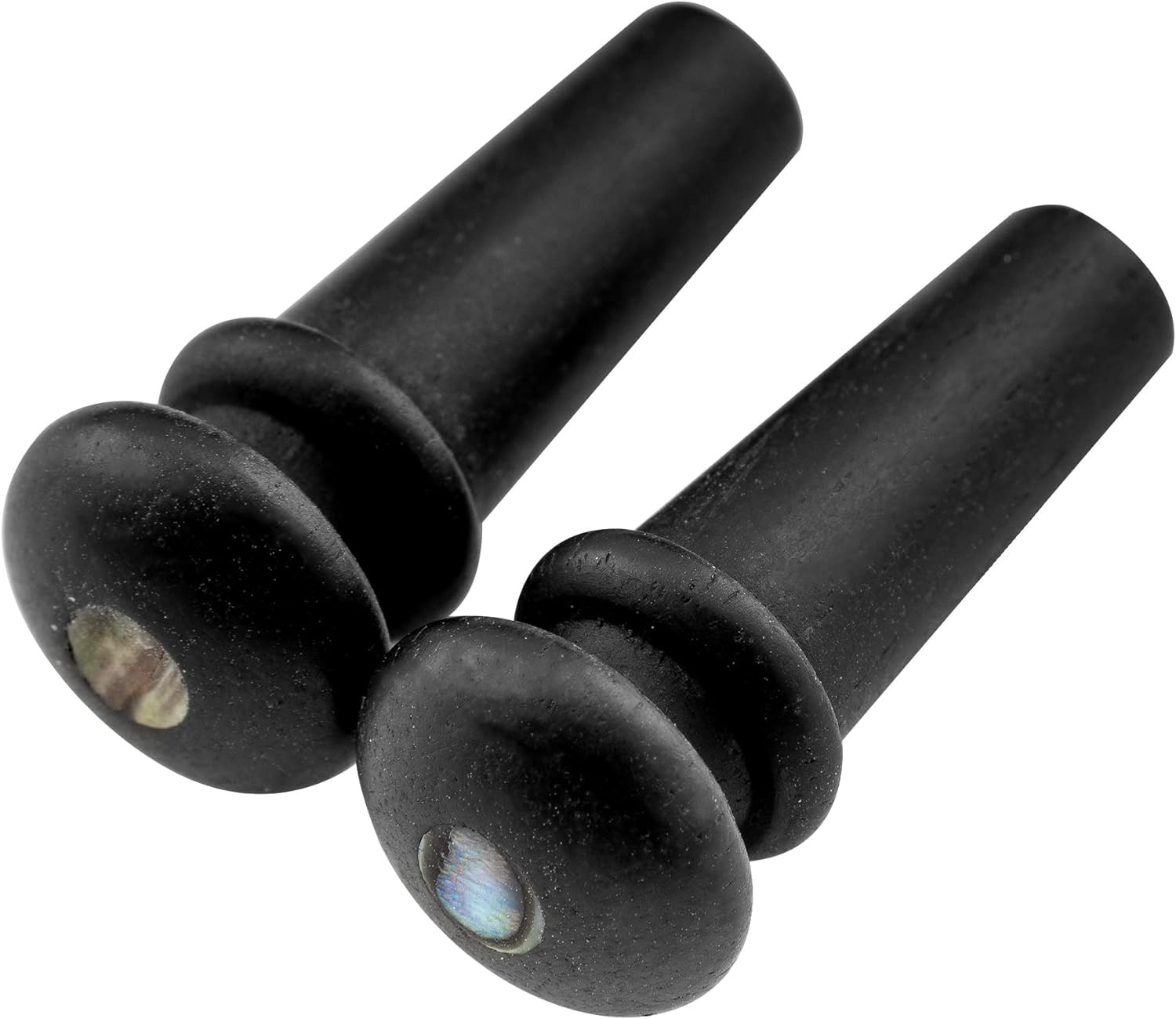 Slotted Ebony Acoustic Guitar Endpin, Black with 4mm Green Pearl Dot (2 pieces)