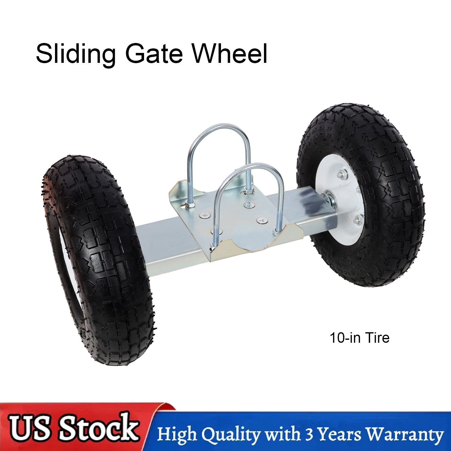 10" Dual Wheels Heavy Duty Sliding Gate Wheel Carrier Driveway Chain Link Fence
