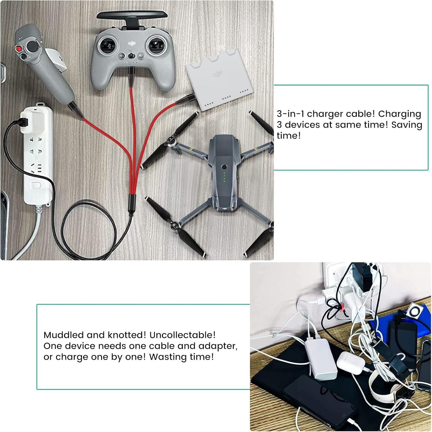 Versatile DJI Drone Charger - 3A USB-C Fast Charging Cable for Multiple Devices