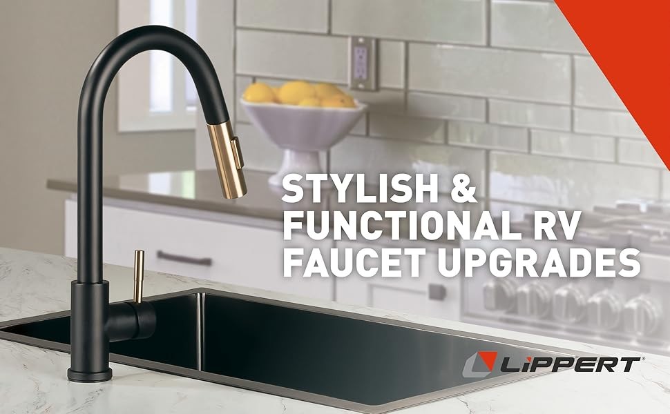 Lippert Flow Max Coiled Pull Down Kitchen Faucet for RVs and