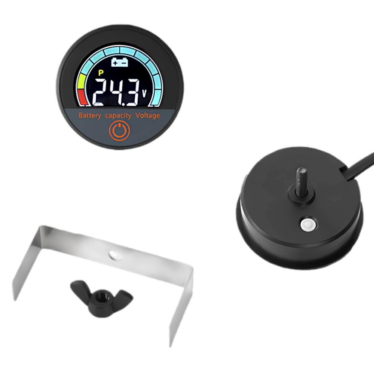 12V 24V 36V 48V 60V Car Battery Meter, Lead-Acid Lithium-ion 5918Round, Black