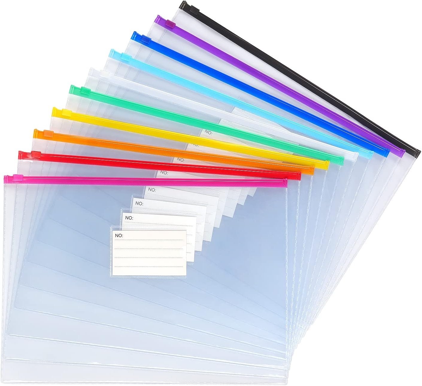 Sobres Plastico 10 Pack A4 Carta Colores Zip Carpeta Escuela Oficina 13x9.25in