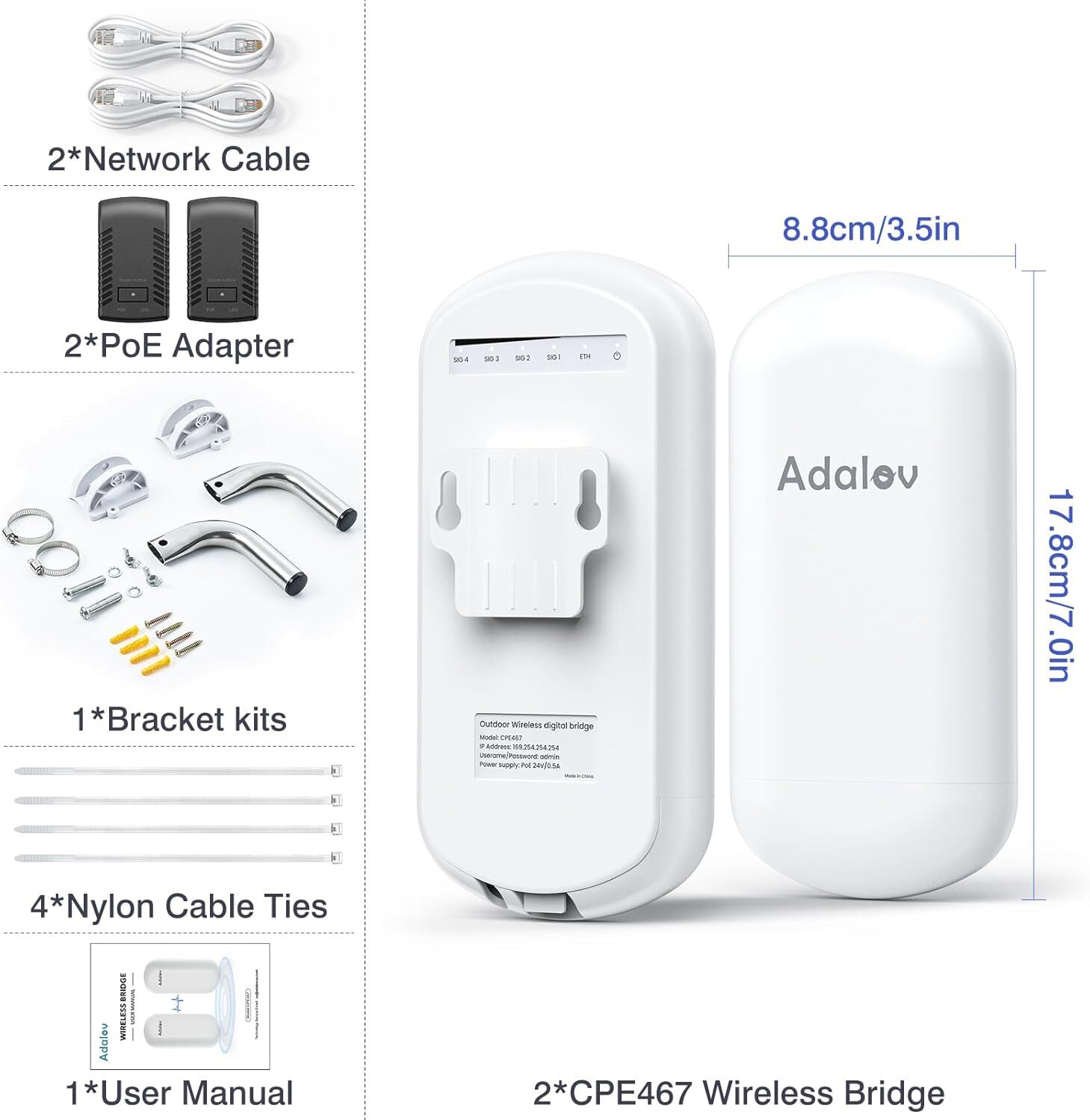 WiFi Extender Long Range Point-to-Point Ethernet Wireless Bridge for Starlink