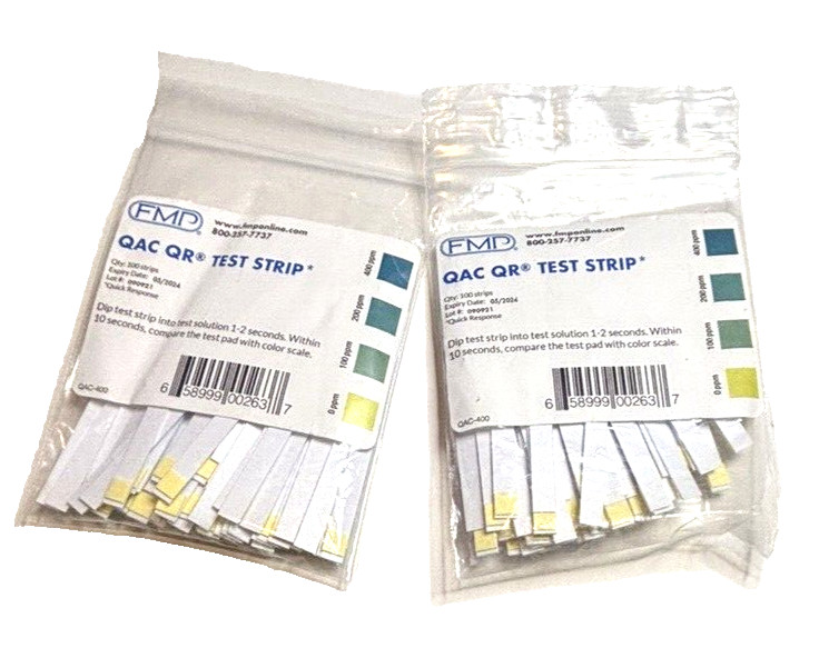 FMP Quaternary Ammonia Sanitizer Test Strips QAC QR Tape (2pk) 200ct. EXP 4/2027