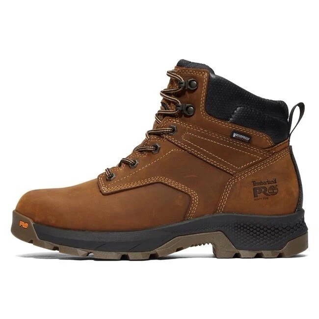 Men's Timberland PRO 6" TiTAN EV Waterproof Boots MODERN BROWN SOFT TOE NEW WORK