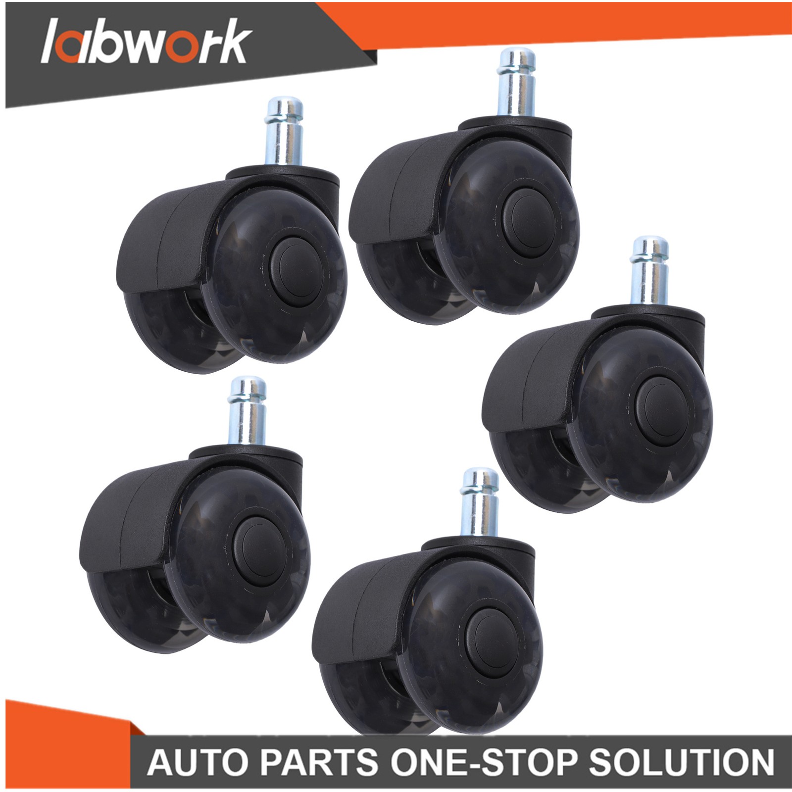 Labwork 5 Pack 2 Inch Universal Mute Rubber Chair Casters 360° Swivel Wheels