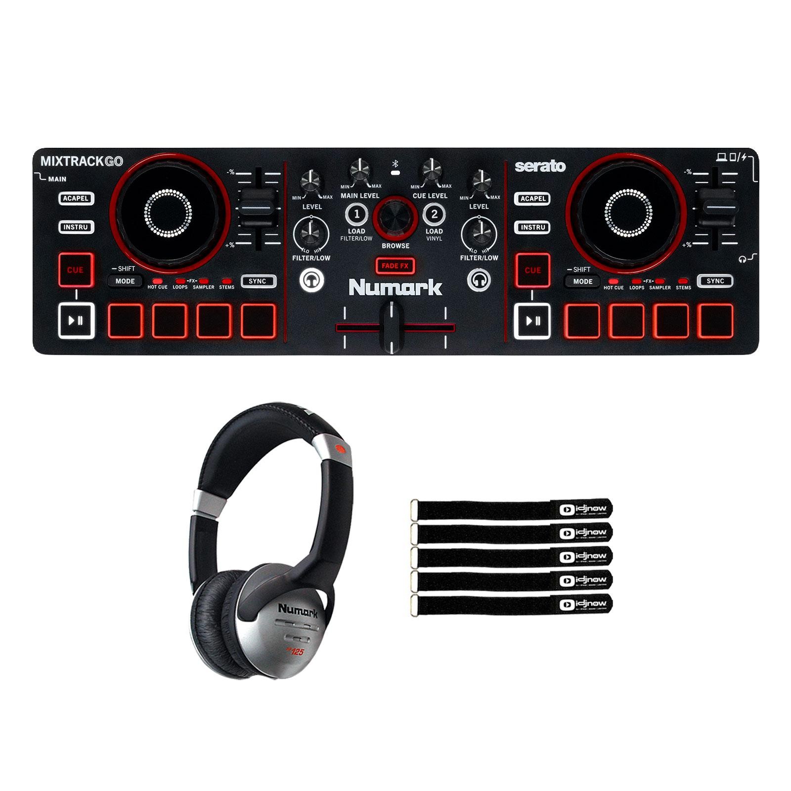 Numark MixTrack Go Portable 2-Deck DJ Controller w Stems Headphones Pack