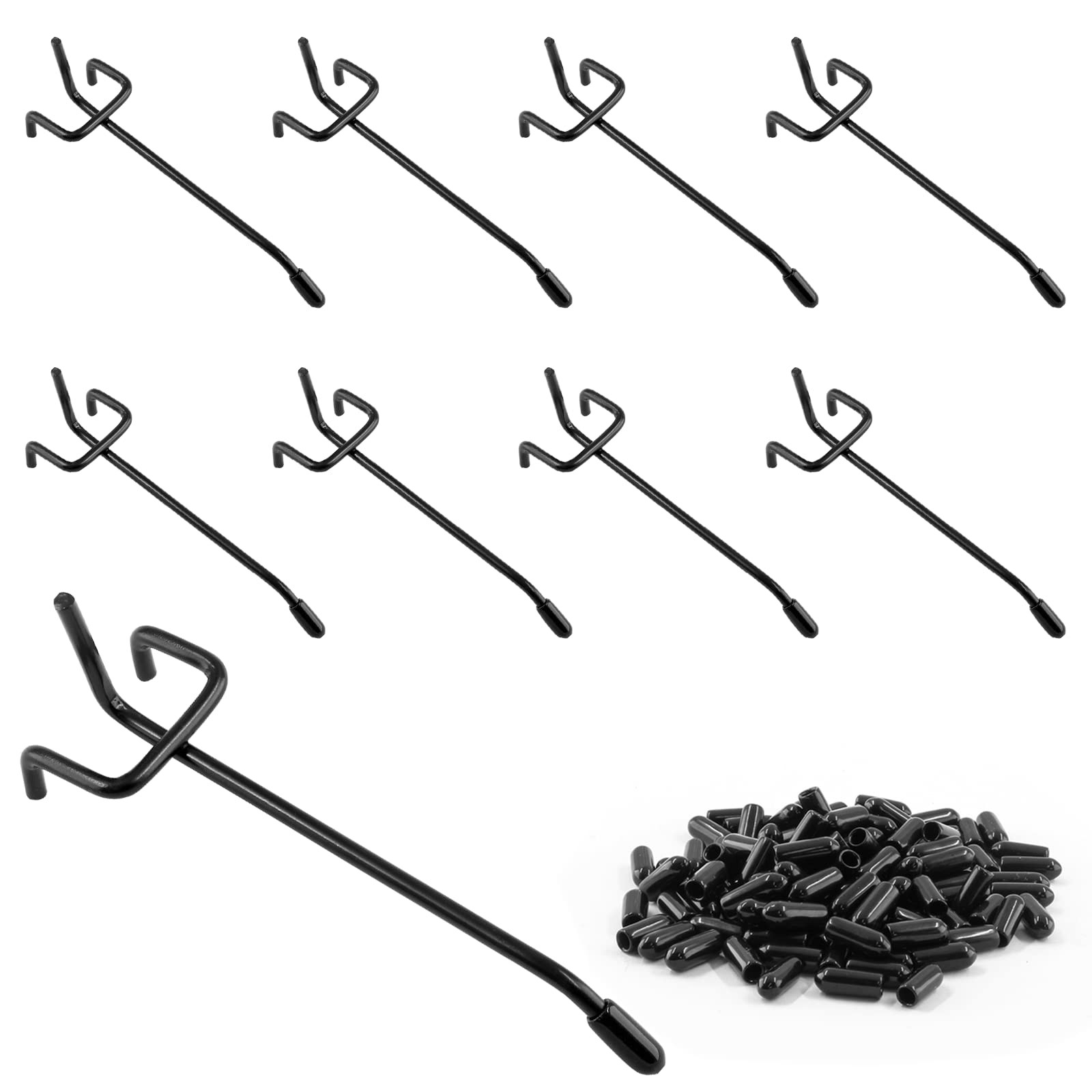 100 Pcs 4 Inch Black Pegboard Hooks for 1/4" 3/16" 1/8" Pegboard Storage