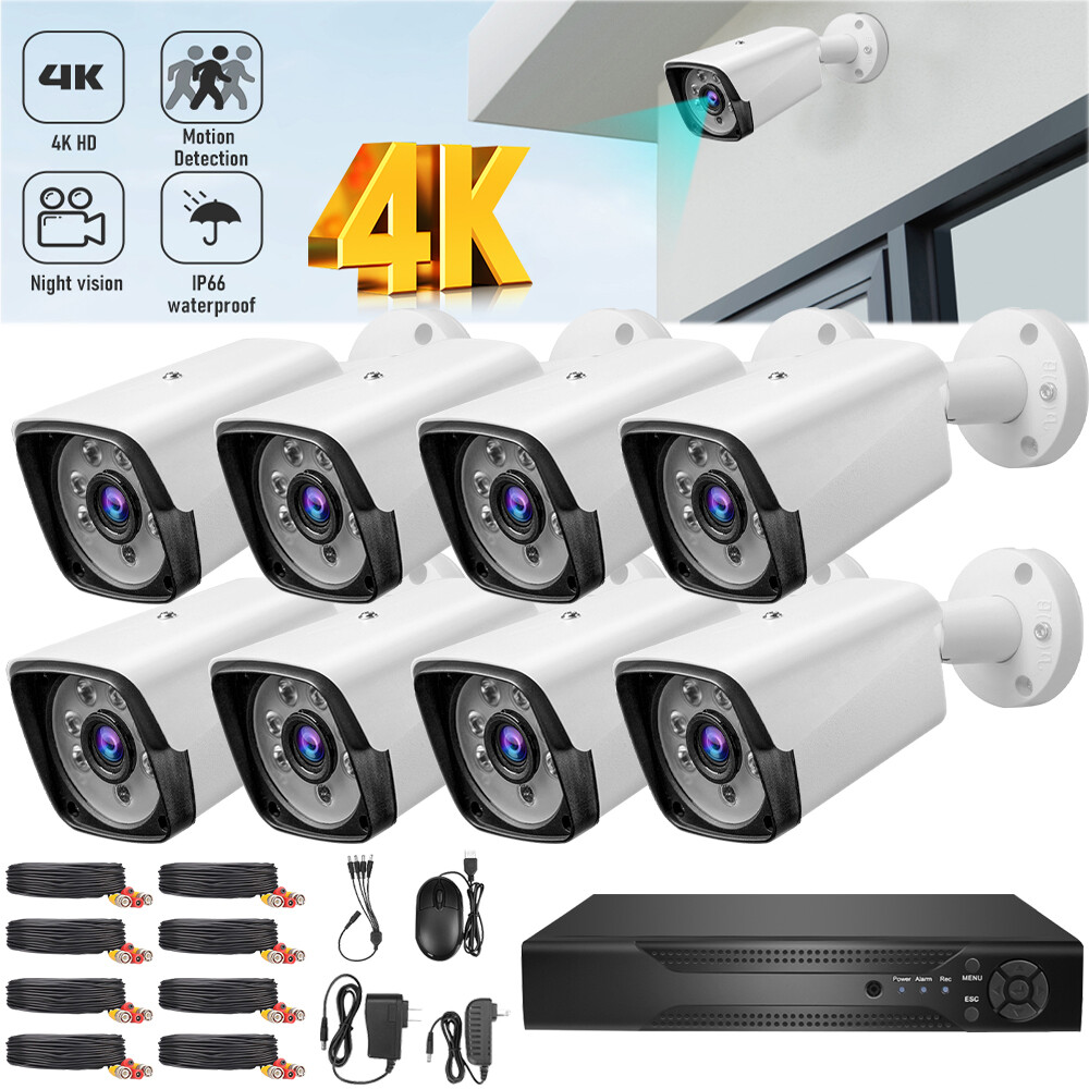 Security Camera System Kit Outdoor Audio Home CCTV 8CH 4CH DVR Night Vision
