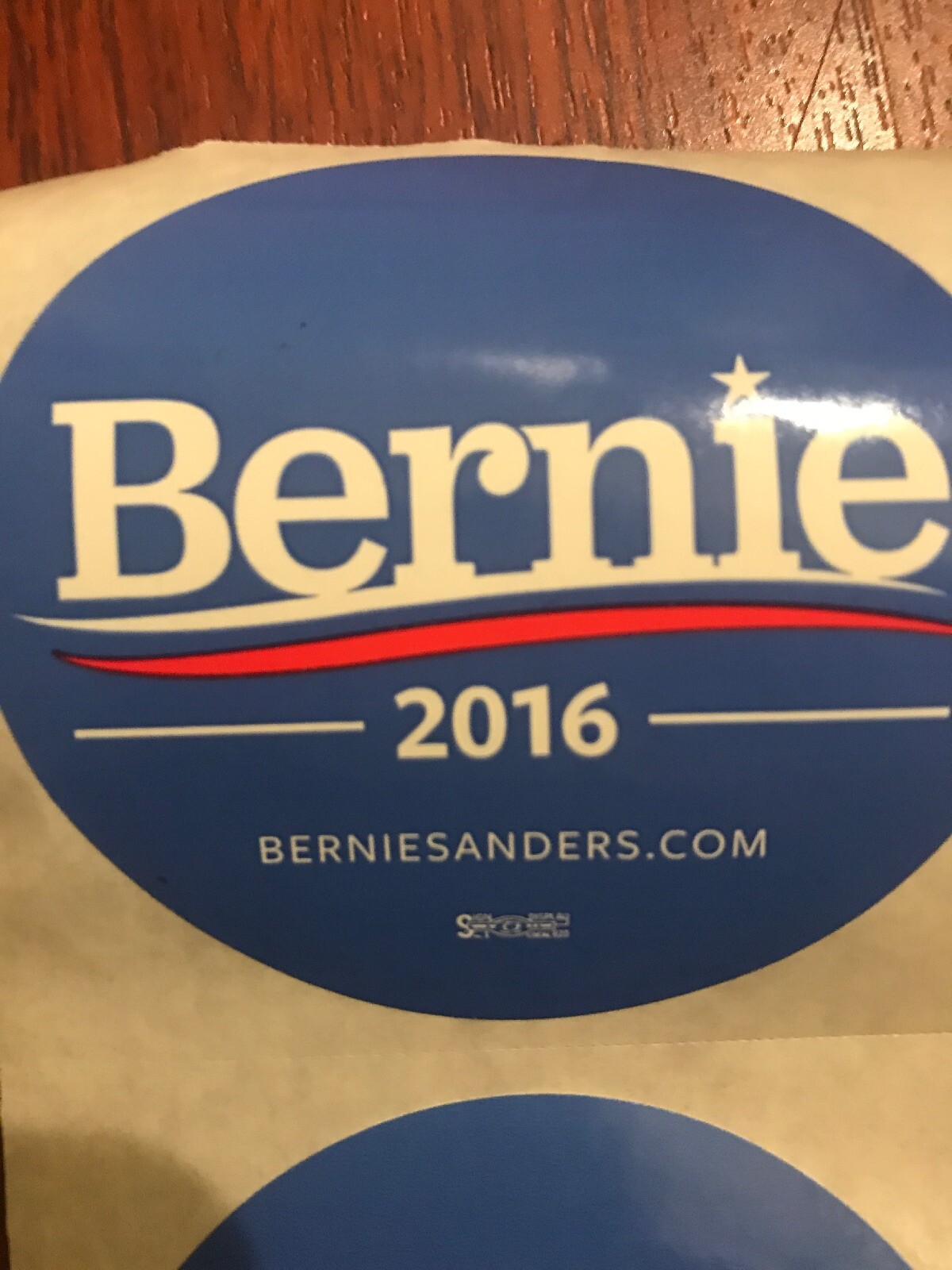 2 AUTHENTIC OFFICIAL  2016 BERNIE SANDERS 3" ROUND STICKERS 