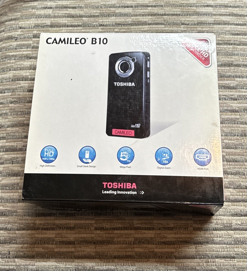 New TOSHIBA Camileo B10 HD WEBCAM Pocket Camcorder 1080p - Open Box