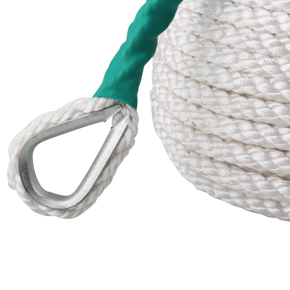 1/2" 100'Boat Rope Polypropylene Docking Rope Three Strand Anchor Line W/Thimble