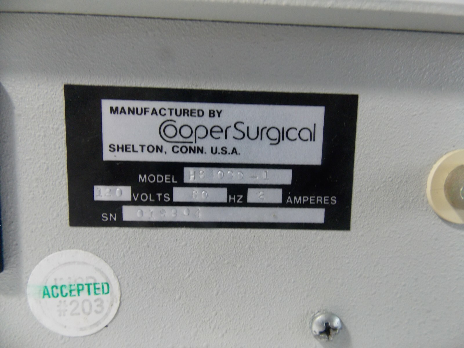 Cooper Surgical HS4000 Digital Auto Shutter Camera Control Processor Ophthalmic