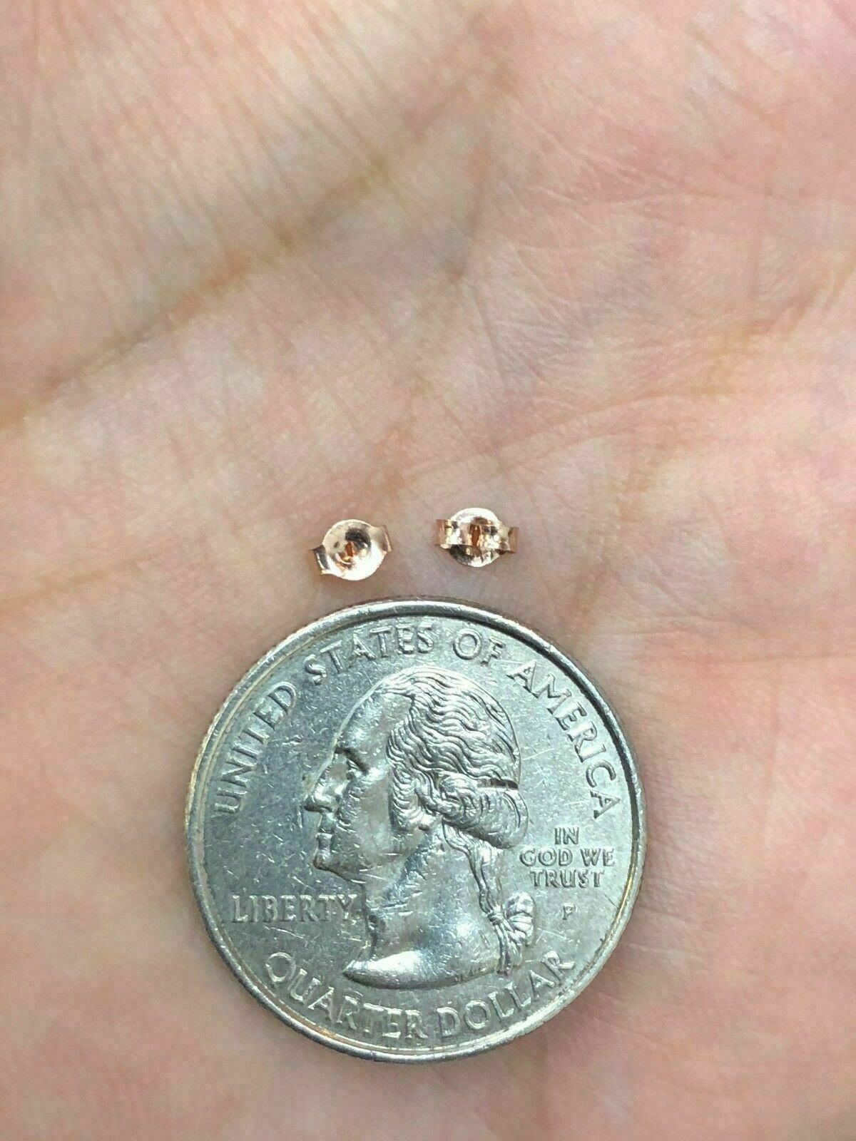 New Pair Solid 14K Rose Gold Earrings Pushbacks 3mm Butterfly